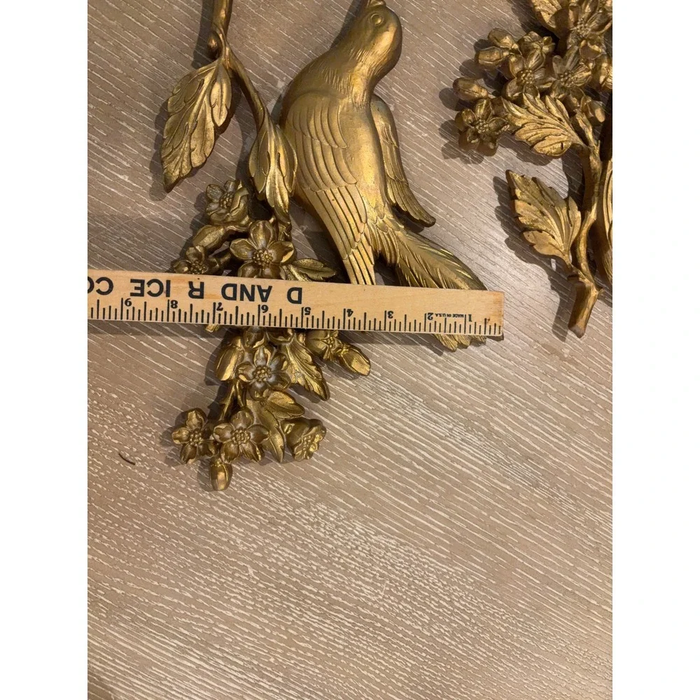 Vintage 1967 Syroco Gold Birds Dogwood Branch Wall Hanging Set Pair 5191 5190